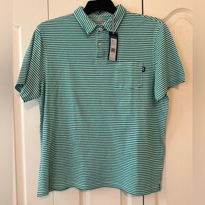 Vineyard Vines Men’s Green & White Striped Surfside Pique Polo Sz. L